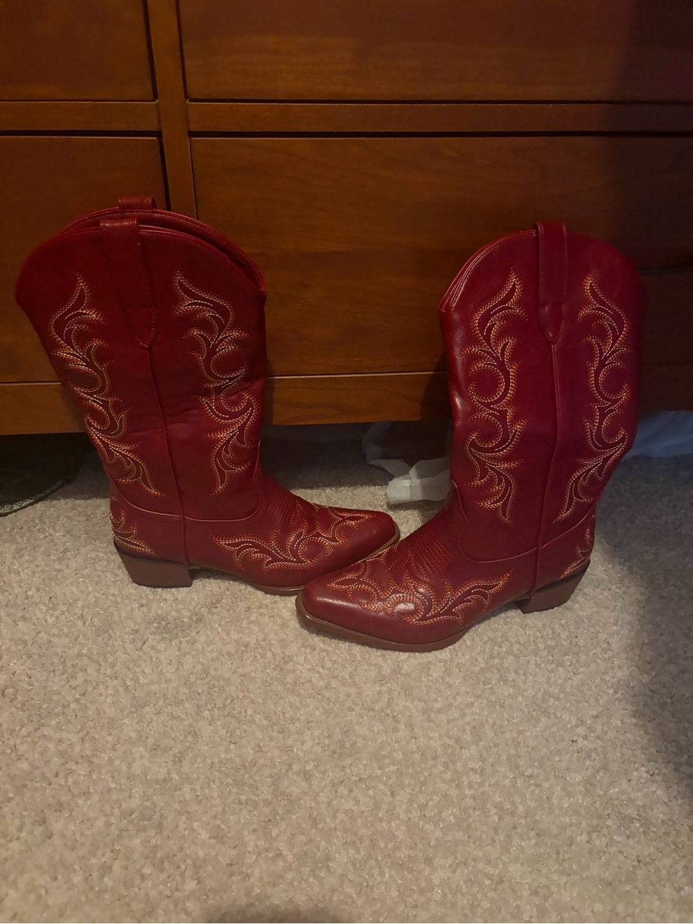 Women’s Red/maroon Embroidered Western Cowboy Boots